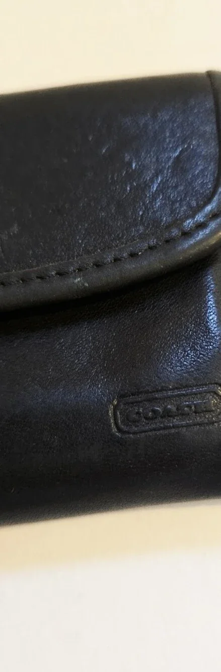 Vintage Coach Black Leather Multifunction Wallet Key Case Coin Purse 7219 Boxed
